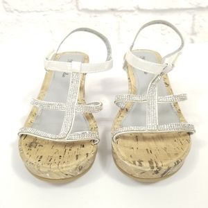 Olive & Edie Silver Sparkle Cork Wedge Sandal